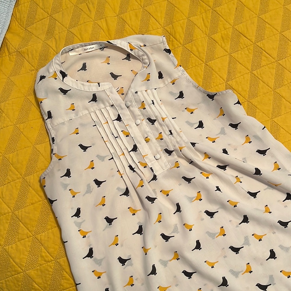 Black bird yellow bird blouse